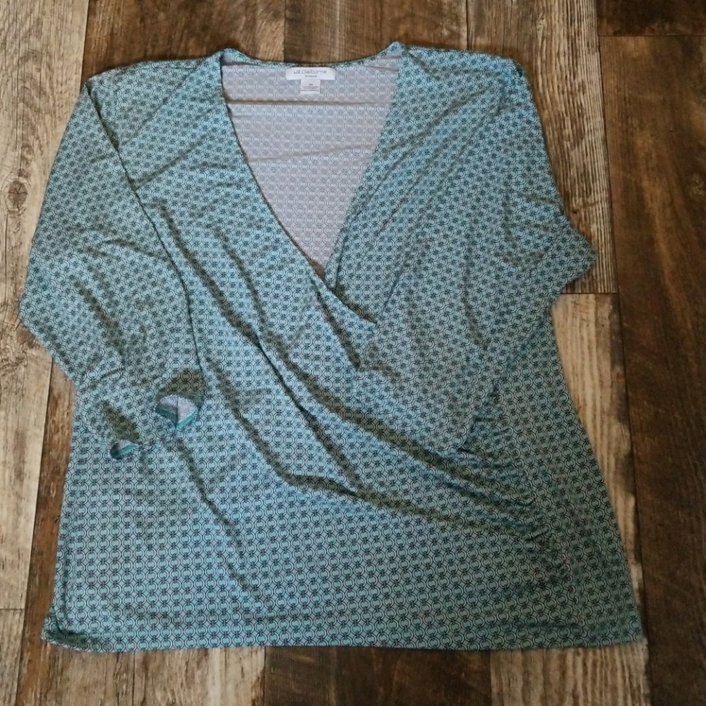 Turquoise and Black 3x Liz Claiborne Blouse